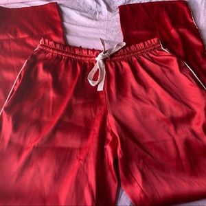 Victoria’s Secret pink and red satin pj pants